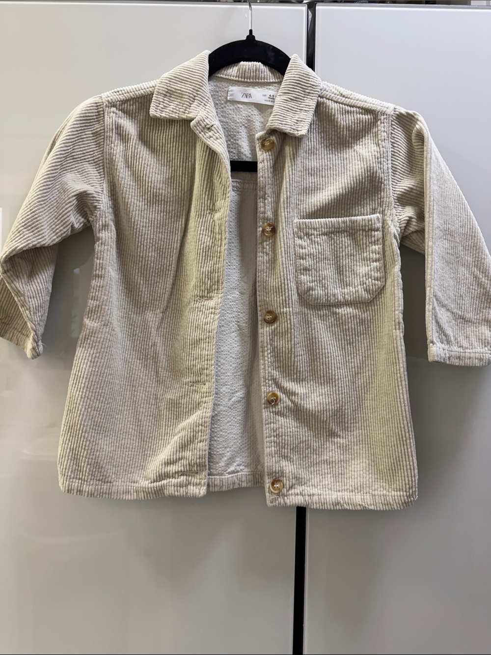 Zara Kids Cream Corduroy Button-Front Jacket